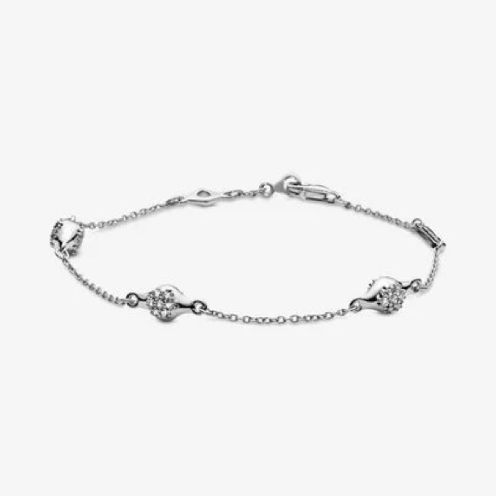 Silver pandora pave love pods bracelet